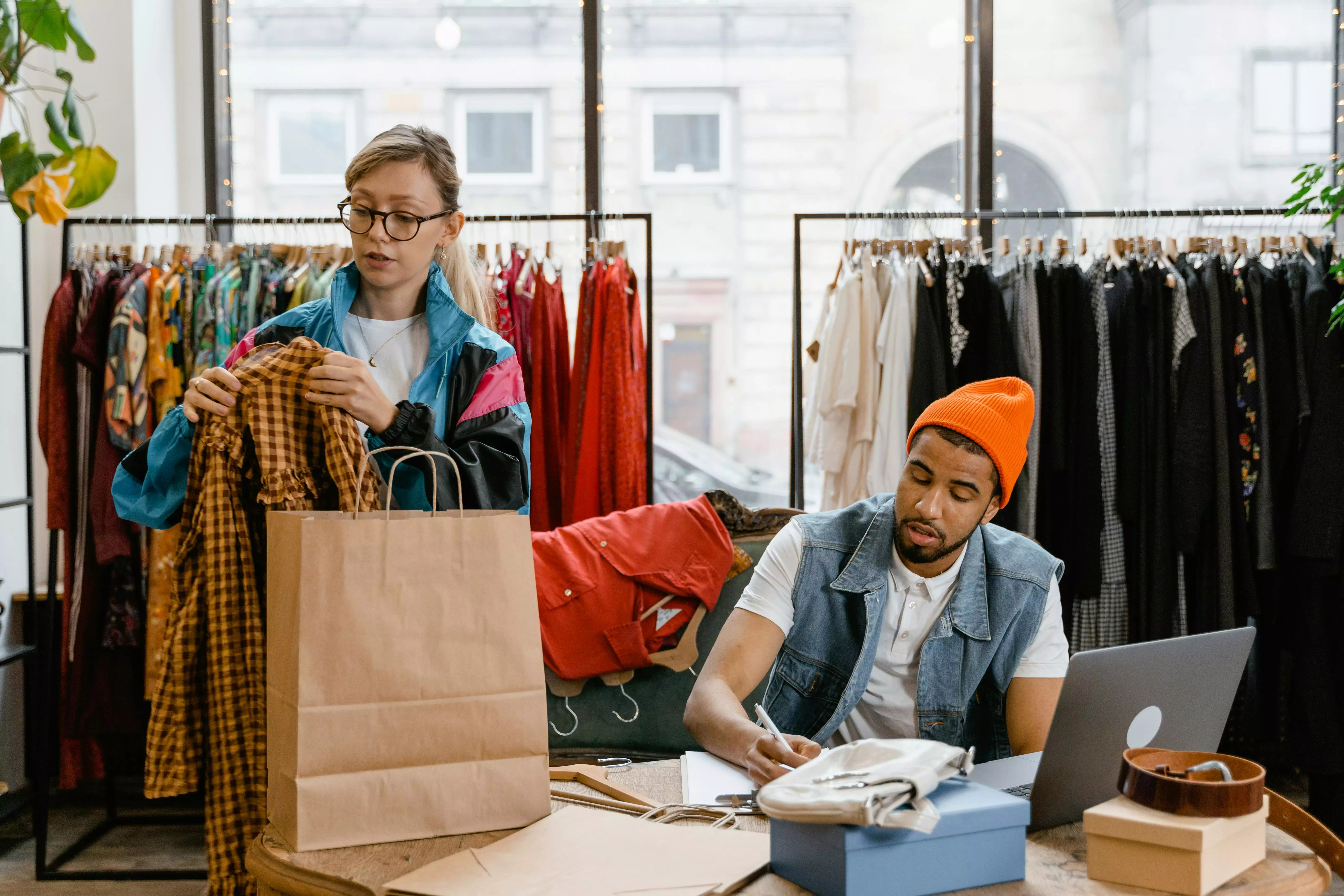 two people in retail